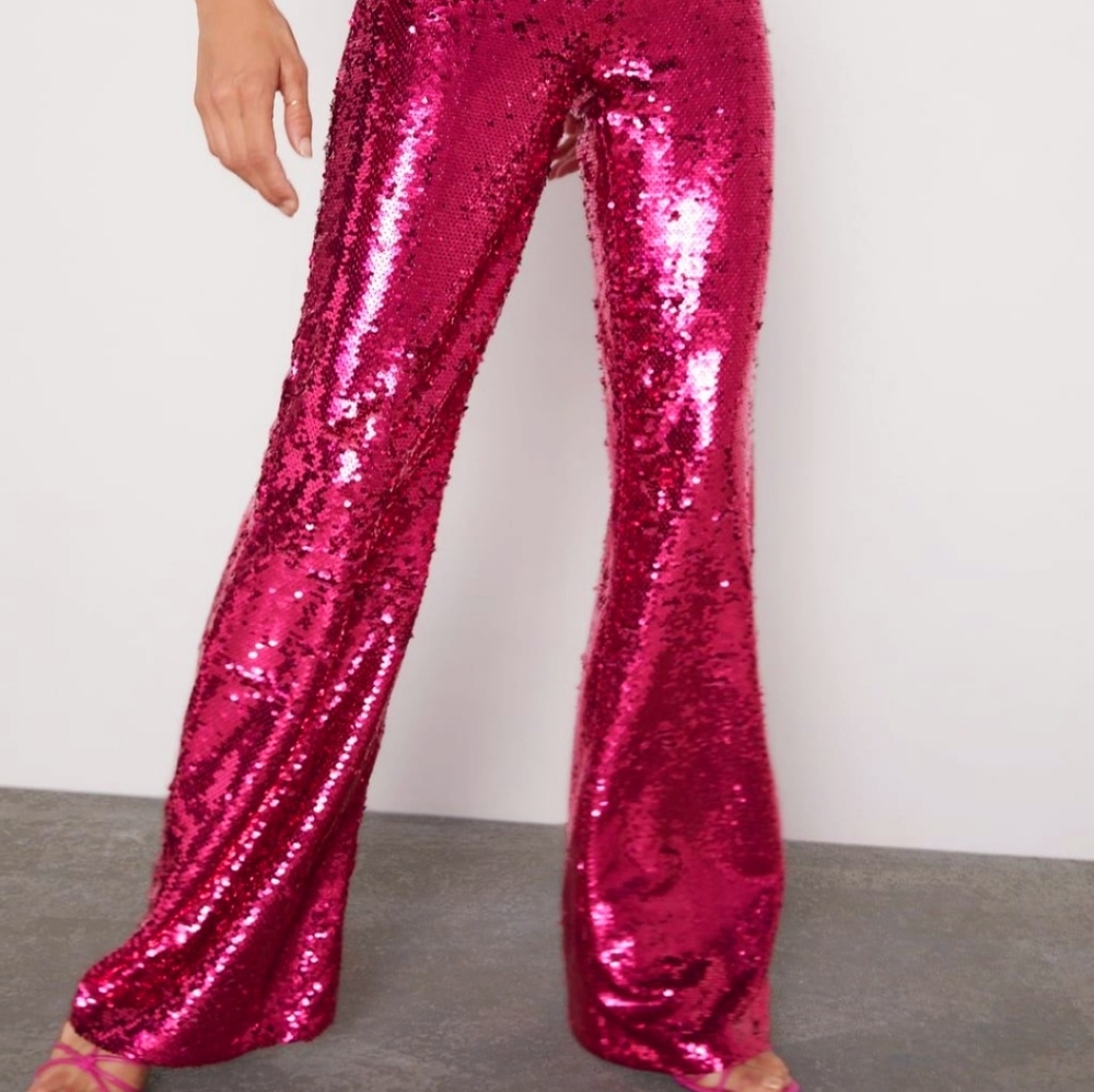 Zara pink sequin pant.